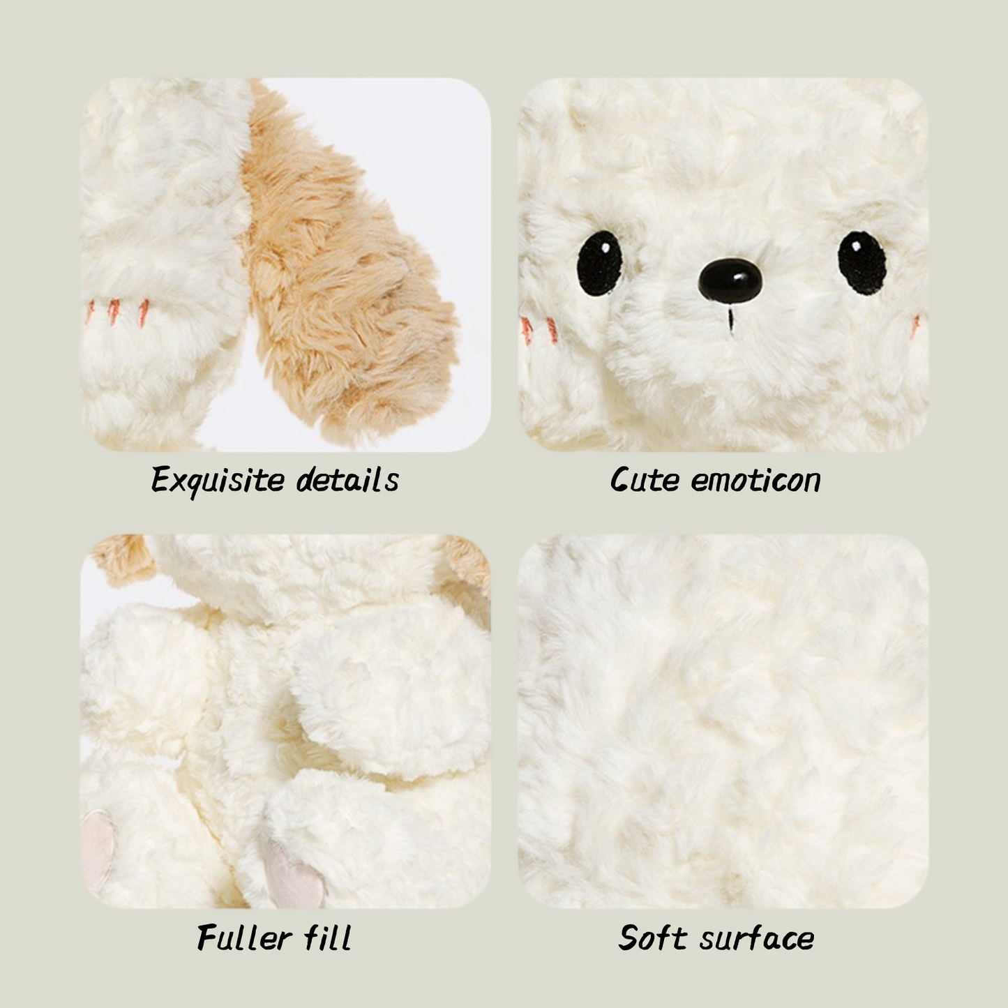 JARLIC Adorable Animal Plush Toys Collection - 15 inch Soft and Cuddly Dog, Fox, Rabbit, Panda, Bear, Charming Decor, Fully Stuffed for Ultimate Comfort