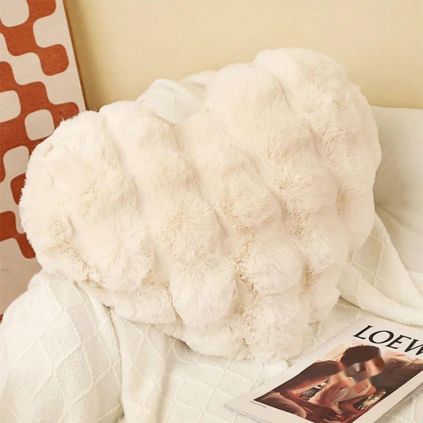 Soft Fluffy Plush Throw Pillows, Cute Decorative Pillow, Cozy Warm Relieves Back Pillow Cushion