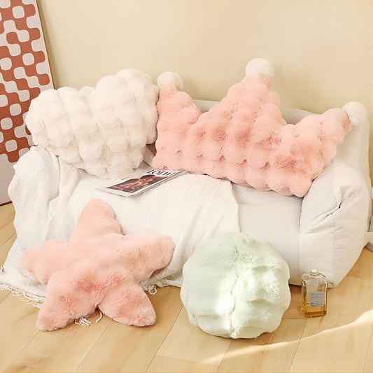 Soft Fluffy Plush Throw Pillows, Cute Decorative Pillow, Cozy Warm Relieves Back Pillow Cushion