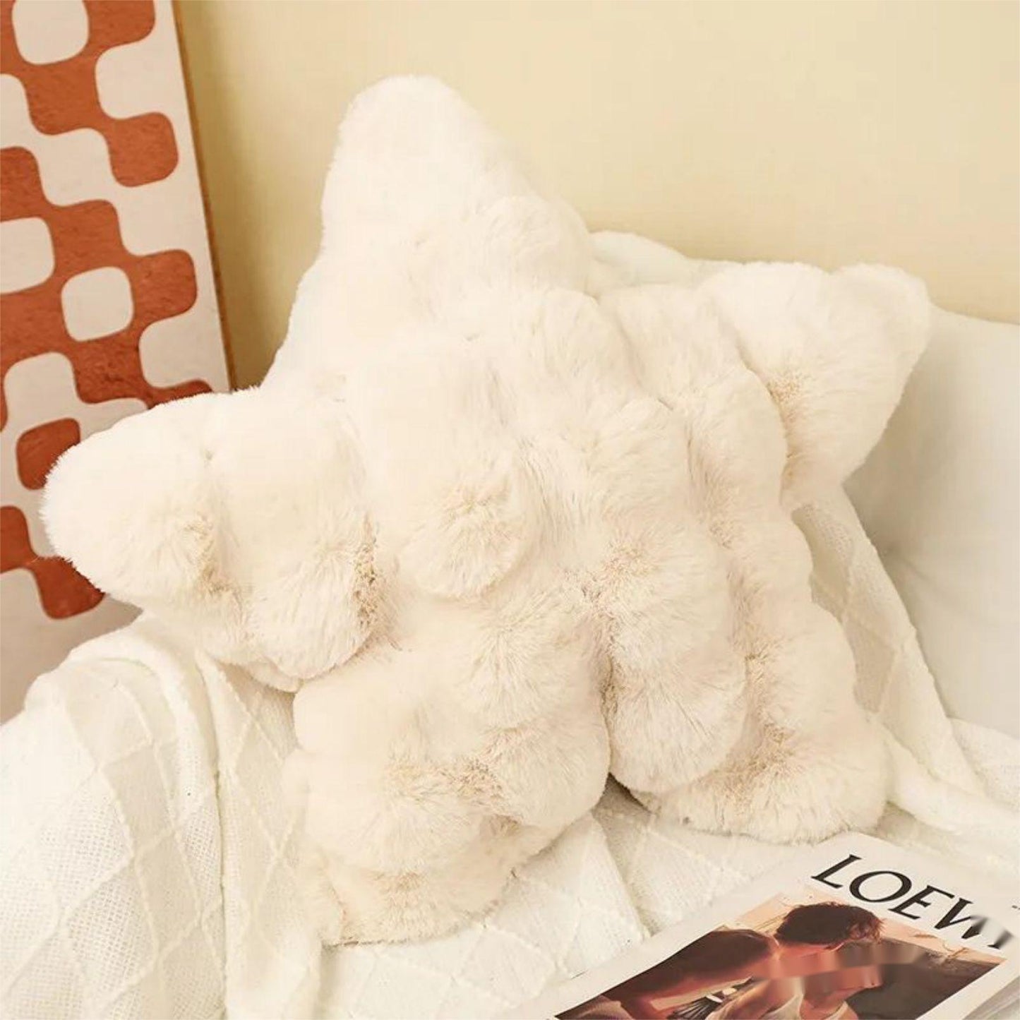 Soft Fluffy Plush Throw Pillows, Cute Decorative Pillow, Cozy Warm Relieves Back Pillow Cushion